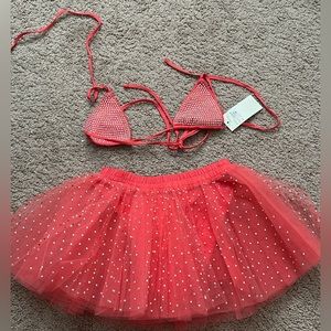 iHeartraves coral skirt and bra set